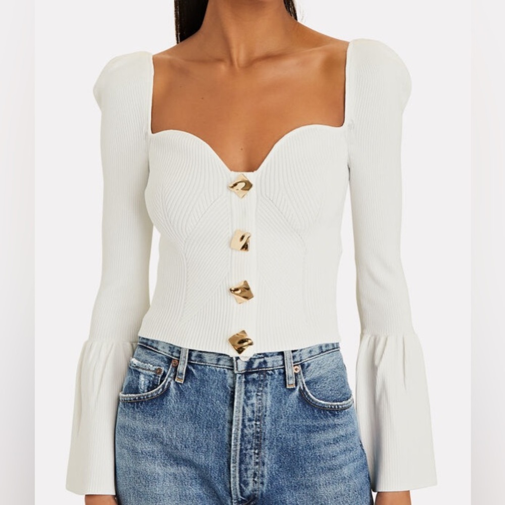 Self-Portrait Rib Knit Cardigan